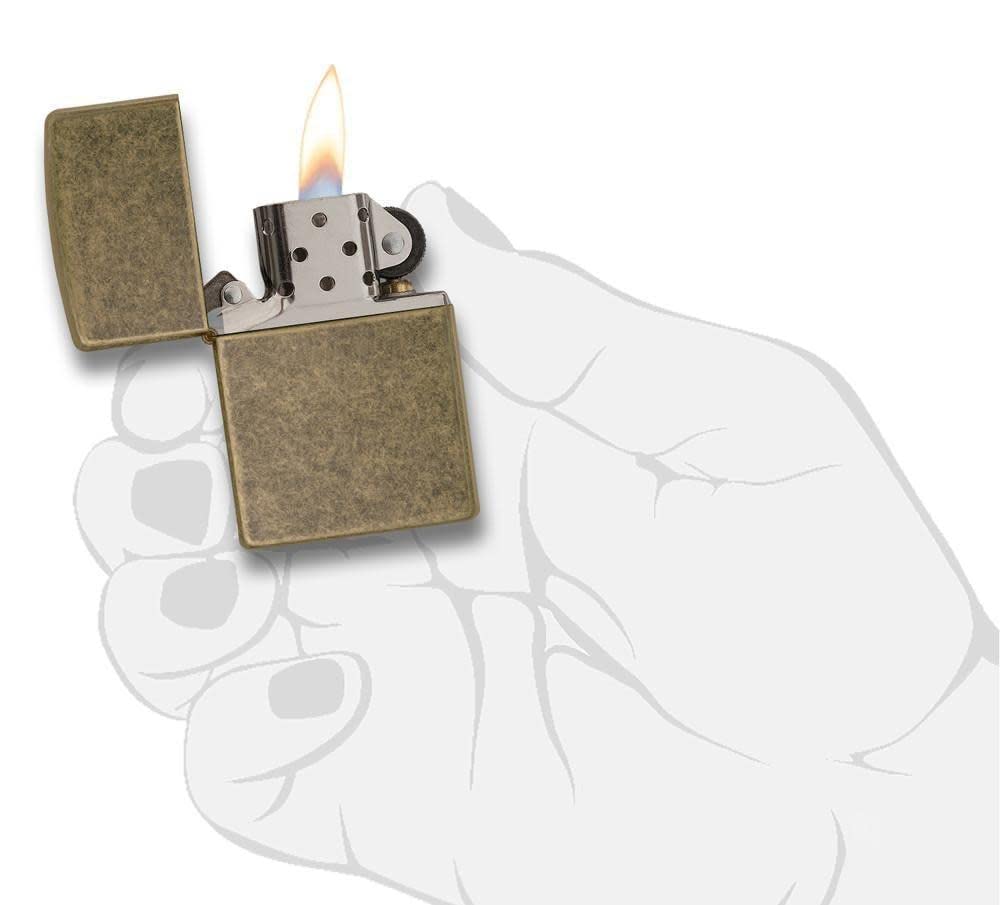 Zippo Classic Antique Brass Windproof Pocket Lighter - Premium Metal Body, Eco-Friendly, Stylish & Travel-Friendly | Perfect for Outdoor Adventures, Camping & Everyday Carry