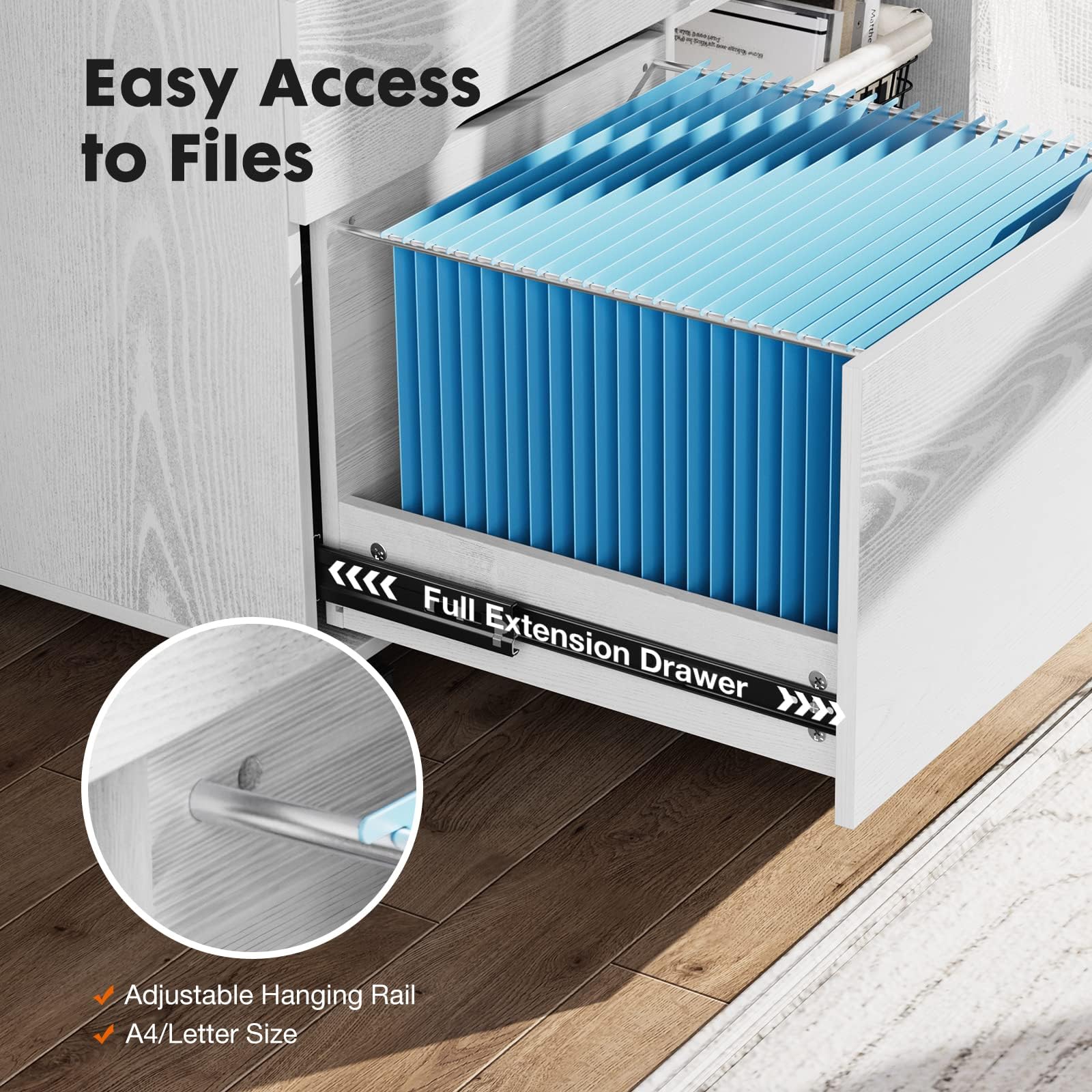 3-Drawer Vertical File Cabinet - Mobile Lateral Filing Cabinet with Adjustable Shelves for Office, Kids Room & Small Spaces | Printer Stand & Storage Solution for Home, Bedroom & Workspace