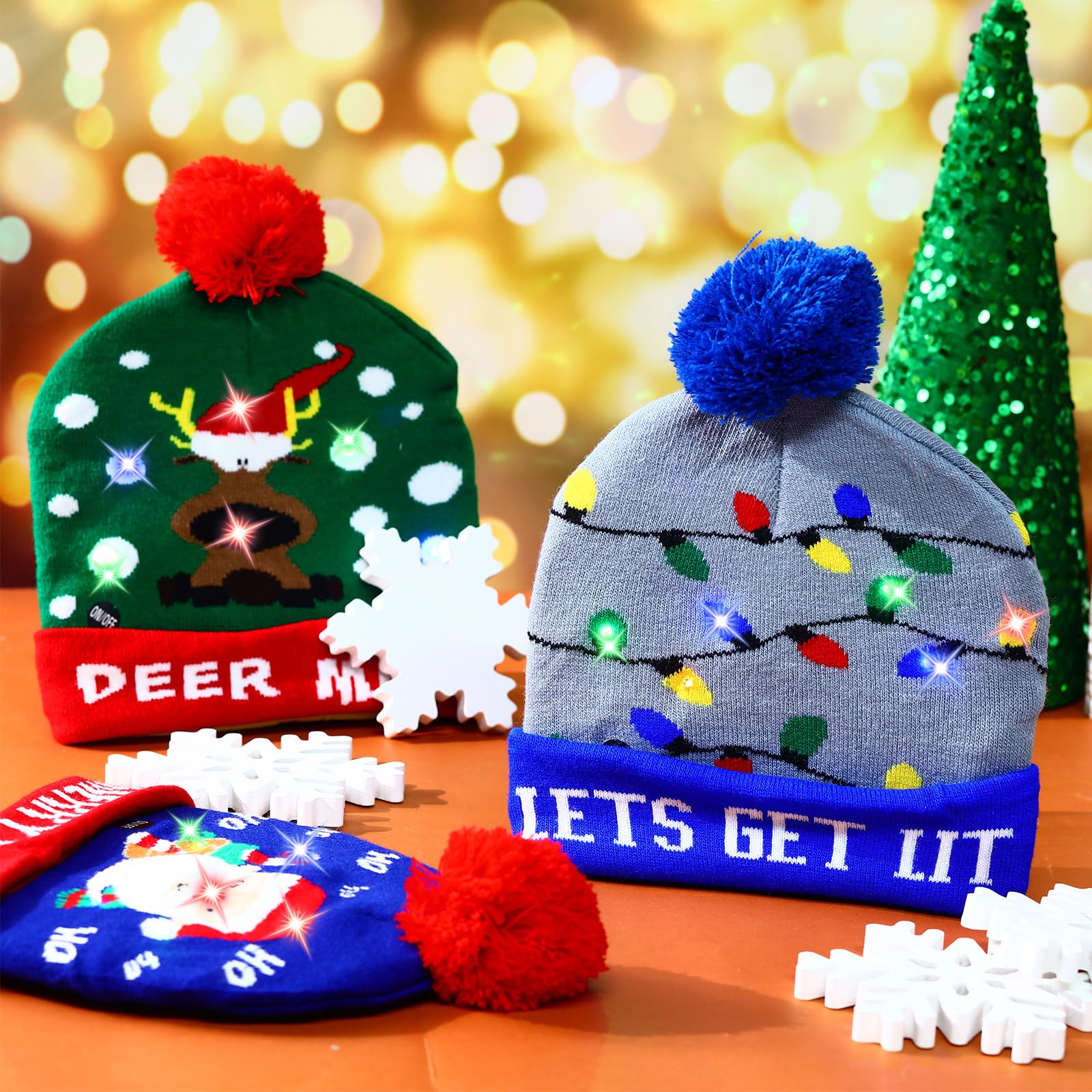 30 Pack LED Christmas Beanie Hats - Light Up Knit Winter Hats for Men & Women - Colorful Holiday Party Favors (Great for Xmas Parties, Gifts & Winter Festivals)