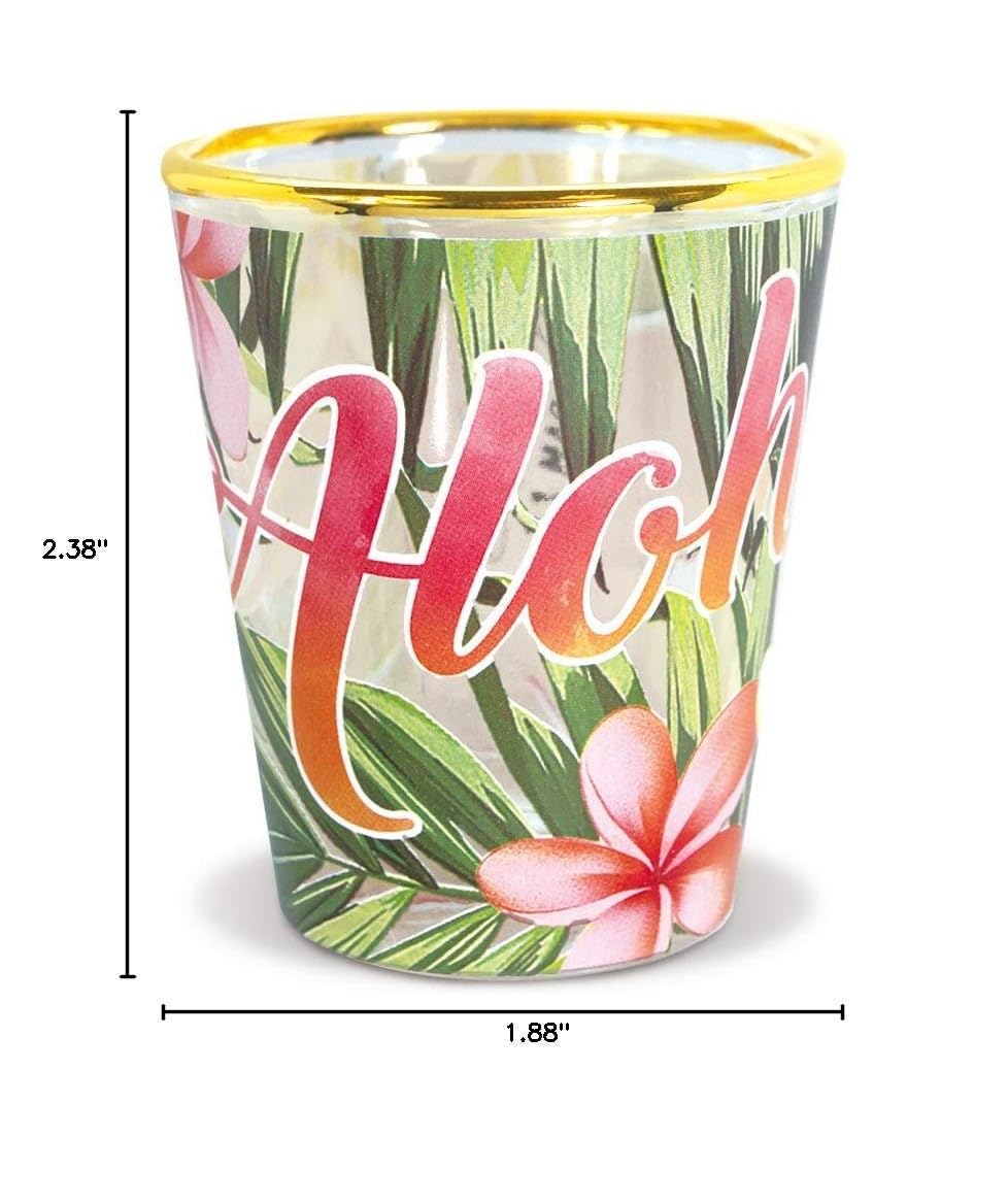 Hawaiian Coastal Island Inspired Shot Glass with Aloha Palm Design - Perfect for Tropical Parties, Beach Themed Events & Hawaiian Luau Celebrations