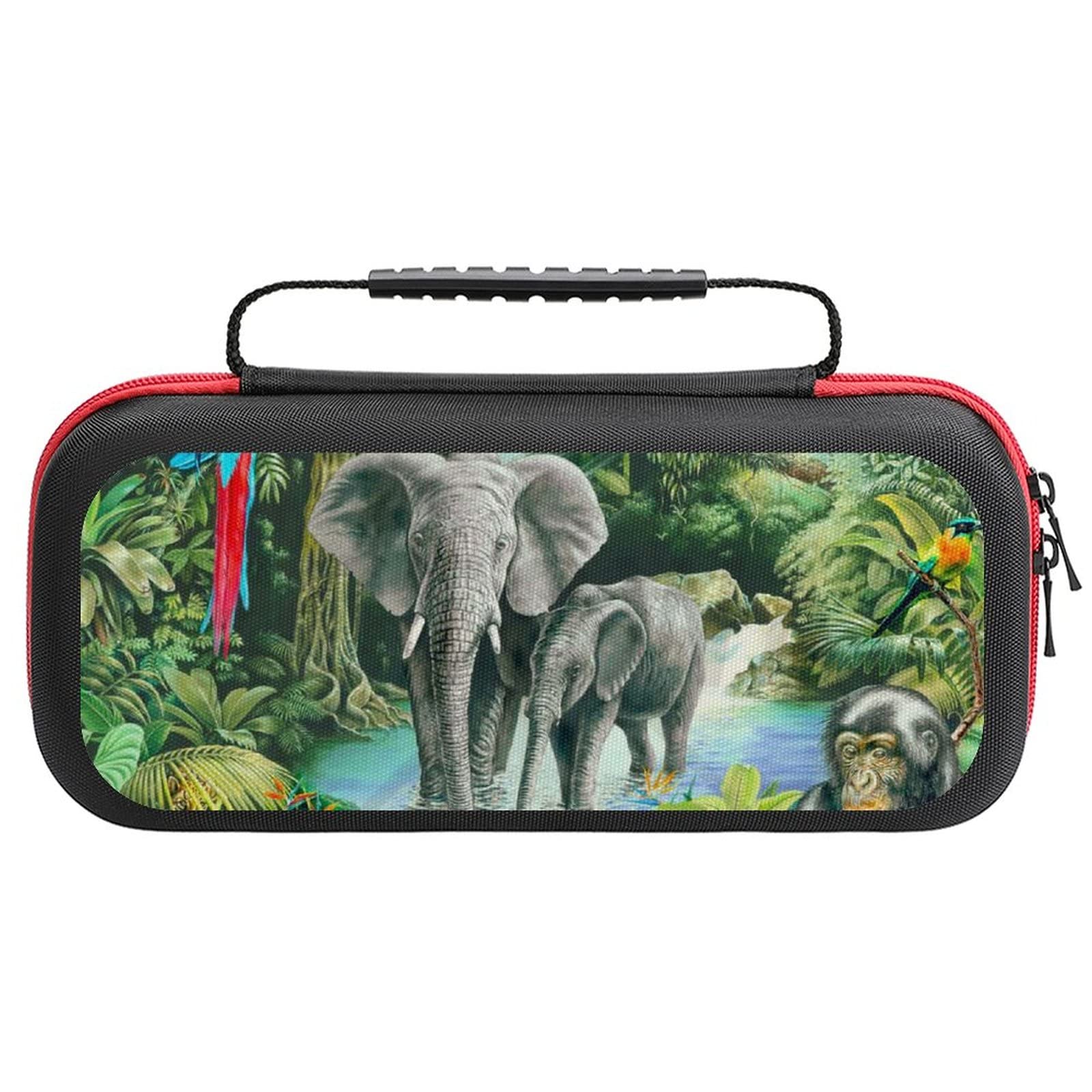FunnyStar Waterproof Rainforest Jungle Animal Print Carrying Case for Nintendo Switch - Durable Protective Shell Storage Handbag for Travel, Commuting & Gaming On-The-Go