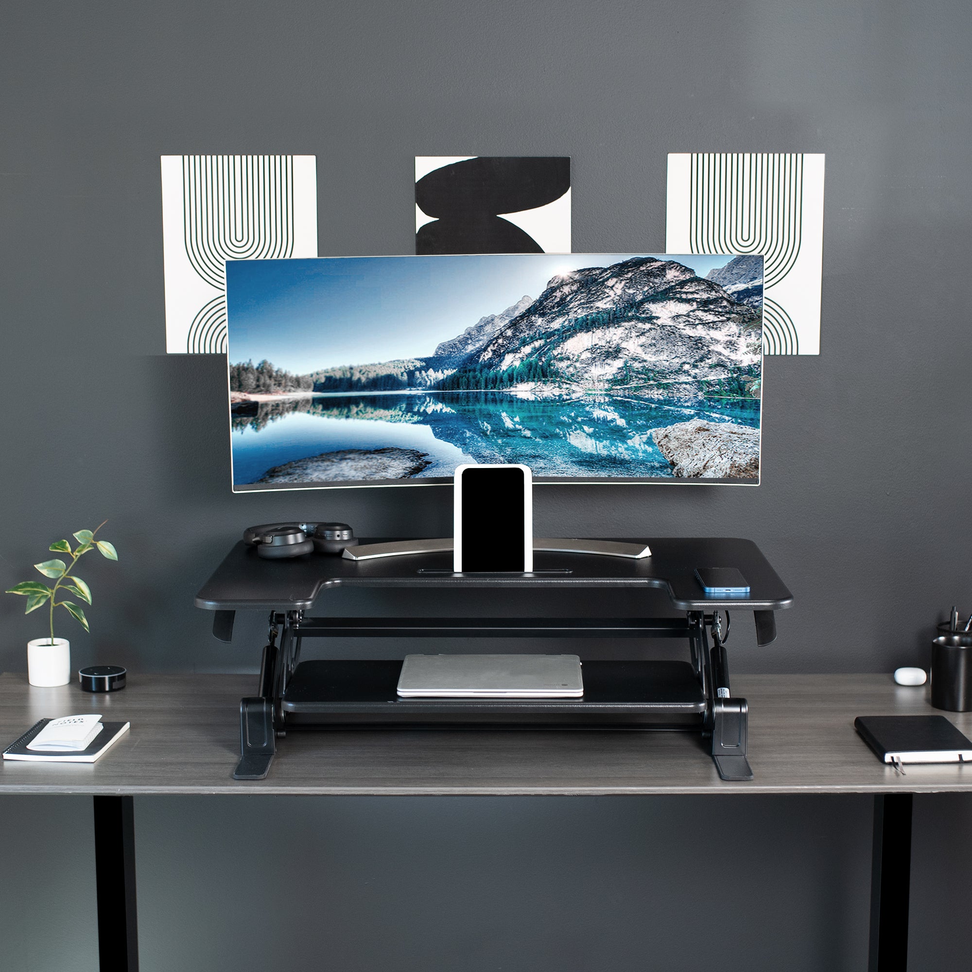 V Series Standing Desk Converter - Adjustable Height Riser for Home & Office - Perfect for Ergonomic Workstations, Laptop & Monitor Setup