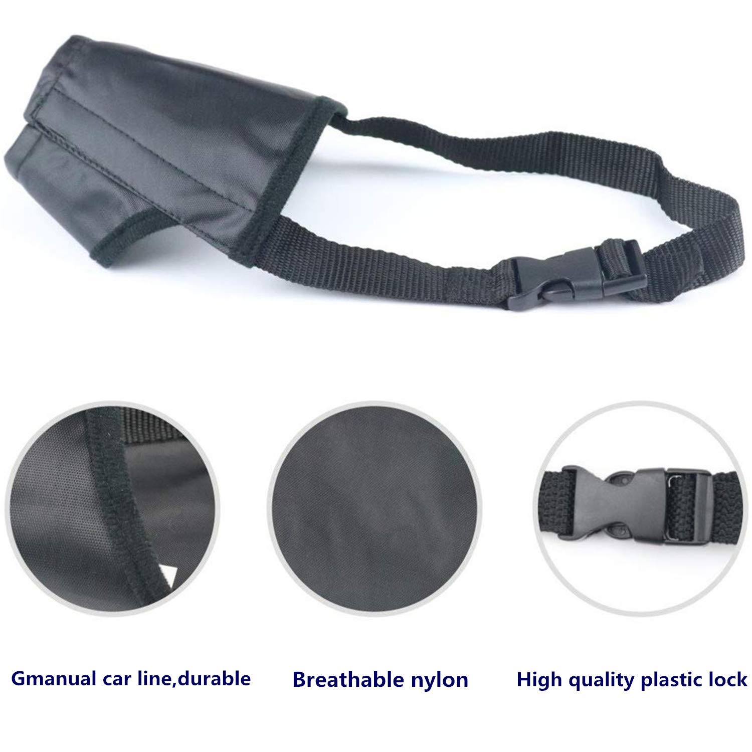 Adjustable Nylon Dog Muzzle for Small Medium Large Dogs - Quick Fit Pet Muzzle to Prevent Biting, Barking & Chewing - Black | Perfect for Training, Grooming & Vet Visits