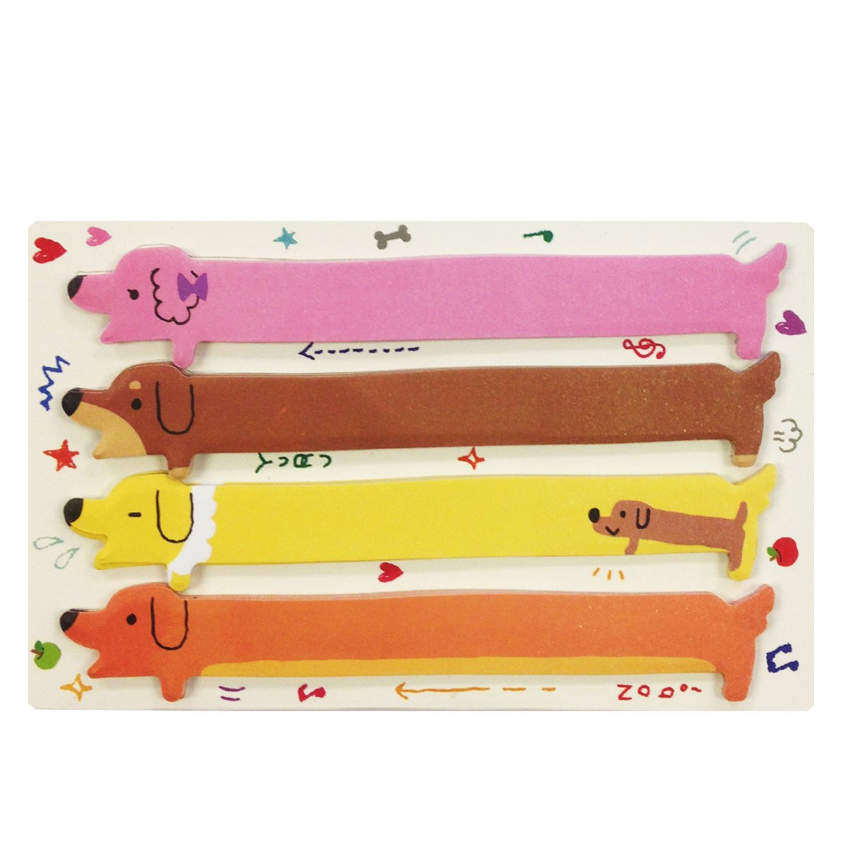 Wrapables Bookmark Flag Index Tab Sticky Notes - 2 Pack (Hot Dog & Giraffe Designs) | Colorful Page Markers for Books, Planners & Office Organization