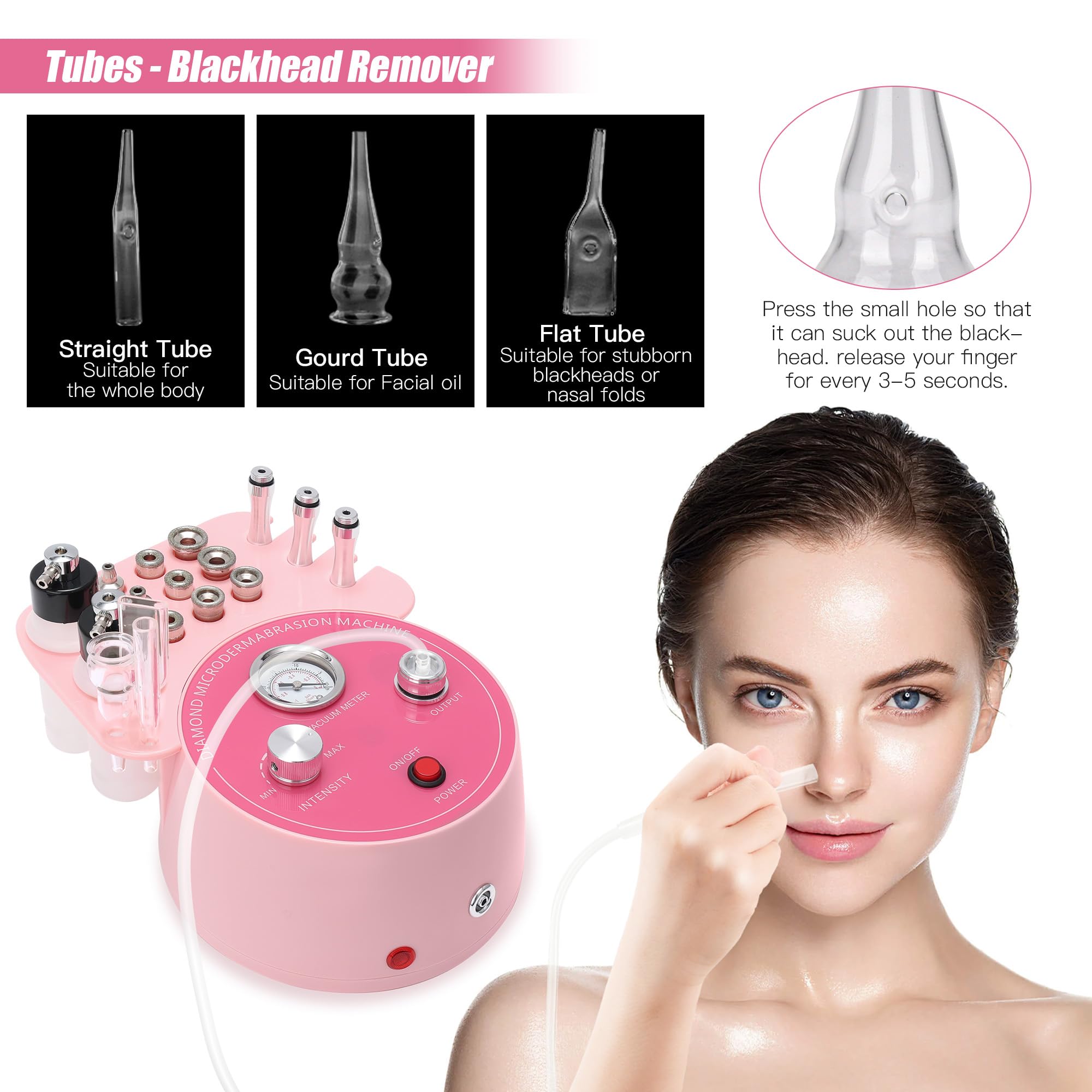 Topdirect 3-in-1 Diamond Facial Cleansing Device - Blackhead Remover Vacuum with Spray Function for Deep Pore Cleansing (0-65cmHg Suction Power) - Perfect for Home Spa & Skincare Routine