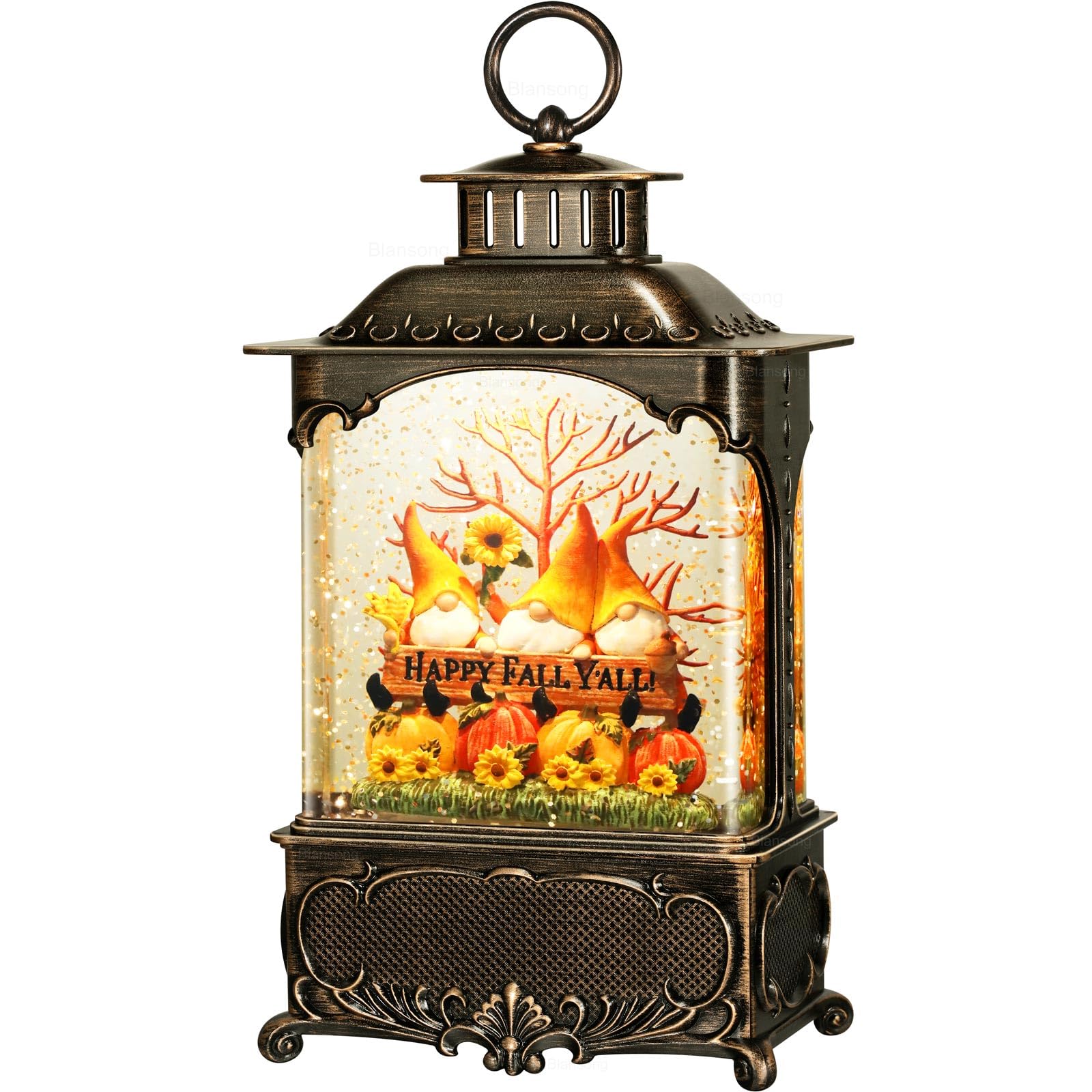 10.2 Inch Christmas Snow Globe Lantern with Timer - USB & Battery Powered Holiday Decor for Home, Party, Office (Autumn Harvest Theme) | Perfect for Christmas Tree Decorations, Gift Giving & Winter Home Decor
