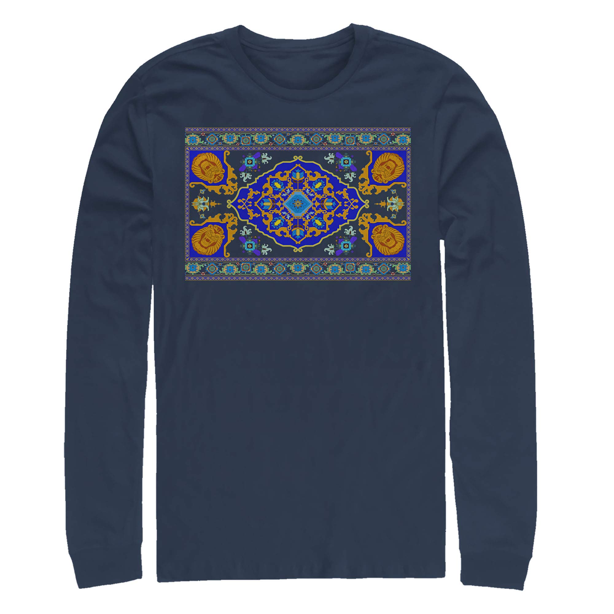 Men's Aladdin Magic Carpet Print Long Sleeve Shirt - Vintage Disney Cartoon Graphic Tee for Cosplay, Halloween & Casual Wear