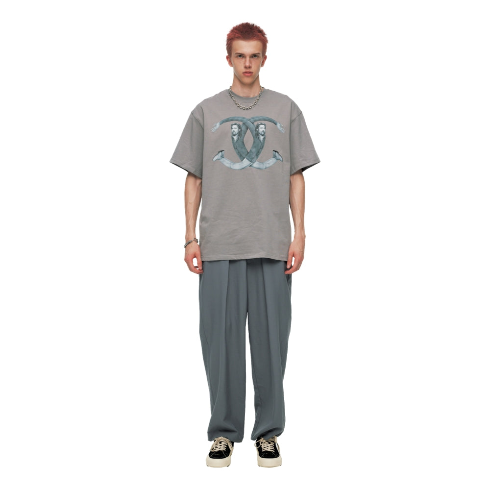 Ori Frederiqo Brad Pitt Classic SS Tee - Grey T-Shirt for Men - Oricfwof2023006 - Casual Wear & Street Style Outfit