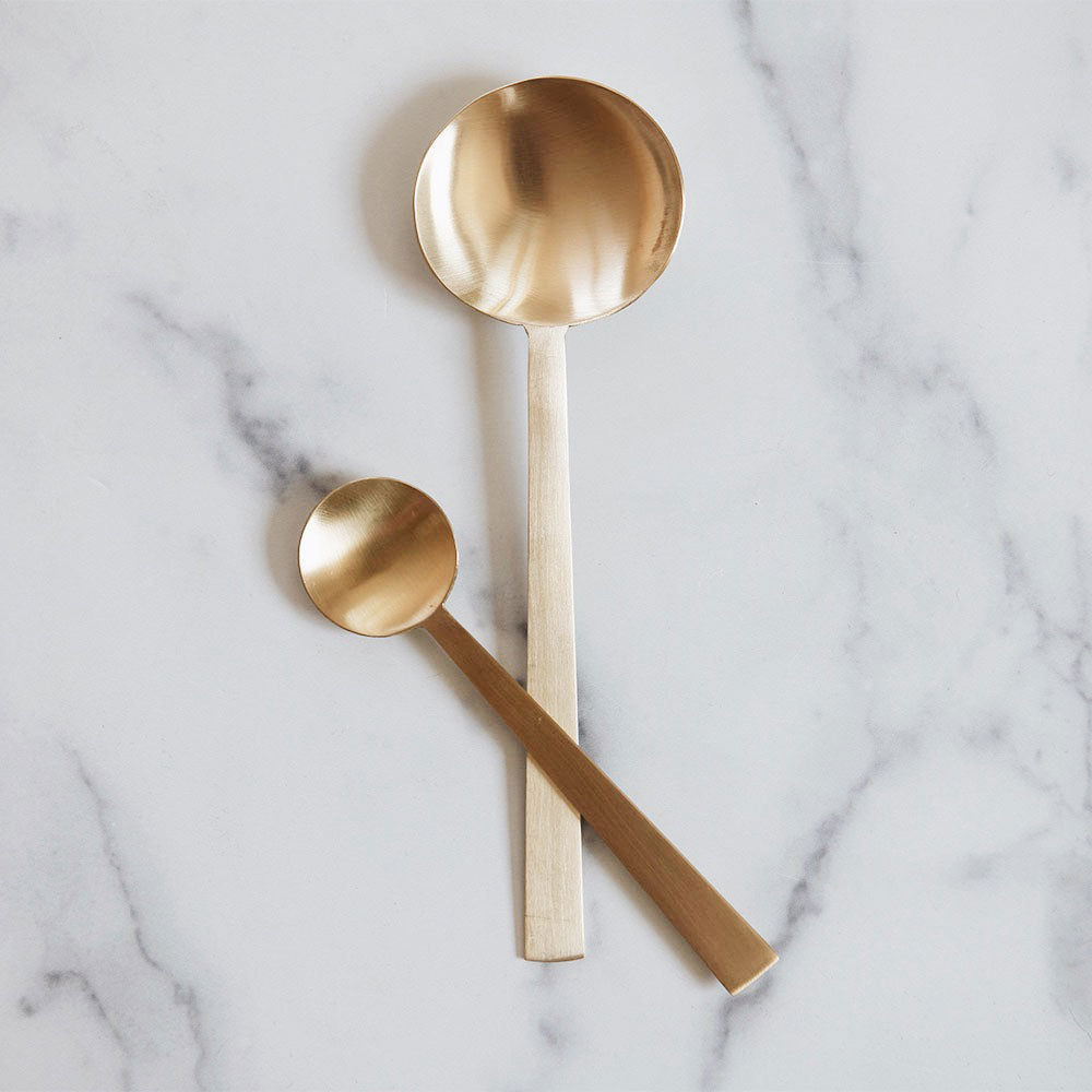 Premium Brass Spoon Set - Elegant & Durable Kitchen Utensils for Cooking, Serving & Dining - Perfect for Home, Restaurant & Gift Giving