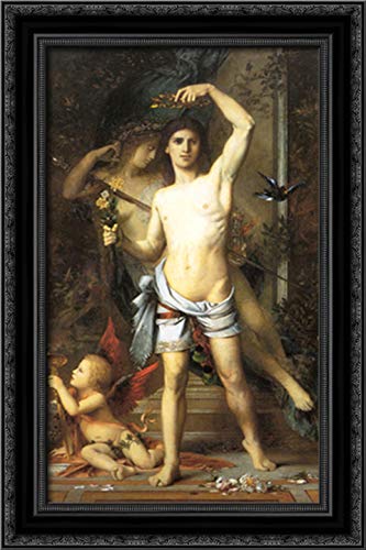 Gustave Moreau The Young Man and Death 16x24 Inch Black Ornate Wood Framed Canvas Art Print - Classic Gothic Wall Decor for Living Room, Bedroom or Office