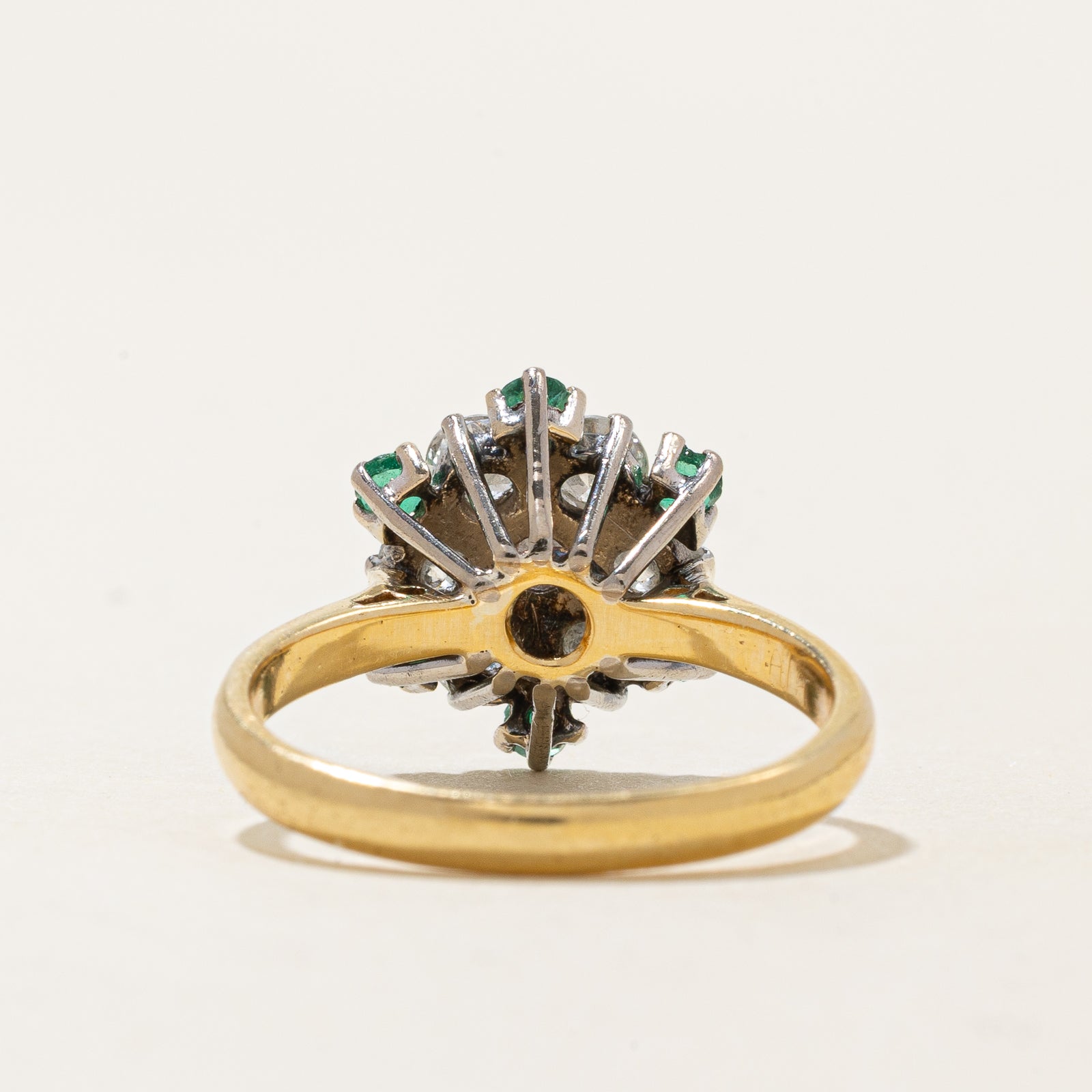 Emerald & Diamond Cluster Ring - 0.24ctw & 1.05ctw - Size 7.25 - Elegant Wedding, Engagement & Anniversary Jewelry Gift for Women