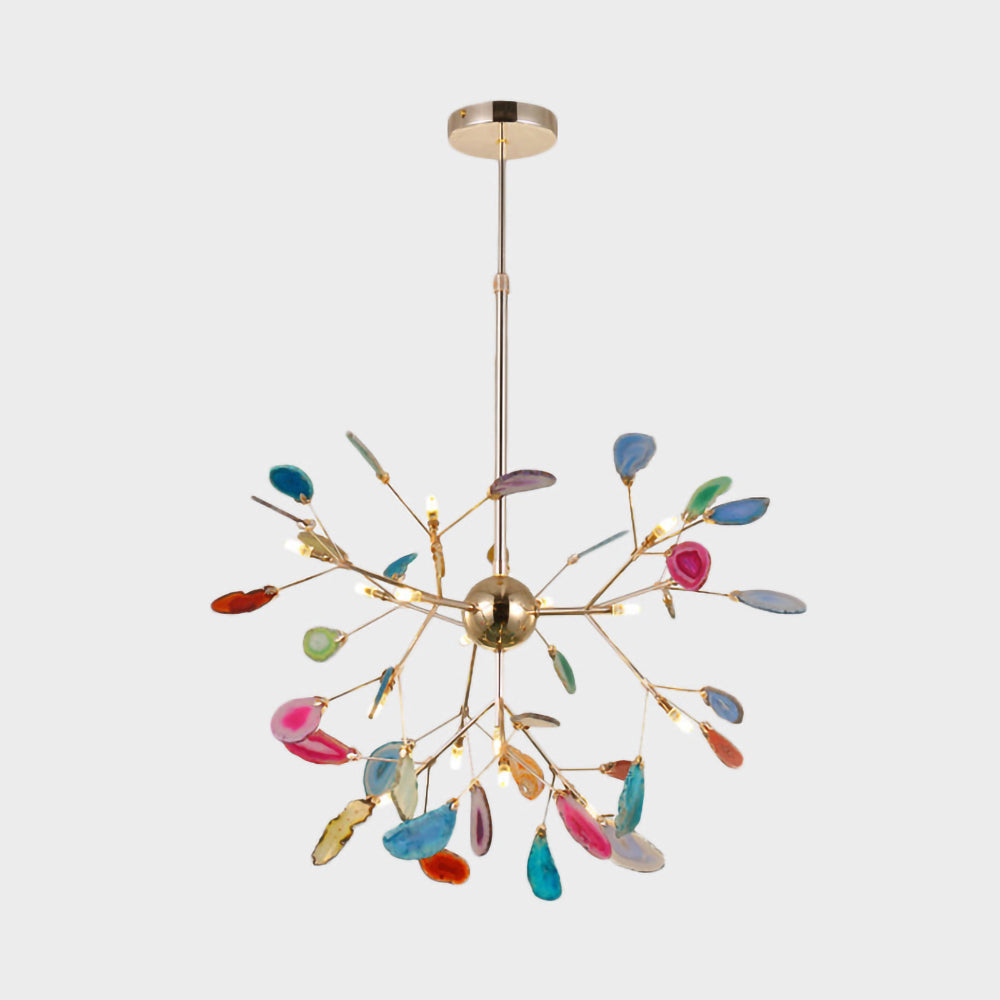Agate Flake Chandelier - Elegant Natural Stone Crystal Ceiling Light Fixture for Dining Room, Living Room, Bedroom Decor | Modern Luxury Home Lighting