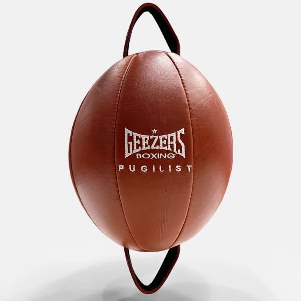 Premium Cowhide Leather Double End Boxing Bag - Classic Pugilist Speed Ball for MMA, Punching Training & Workout with Floor to Ceiling Rope | Home Gym & Professional Boxing Equipment