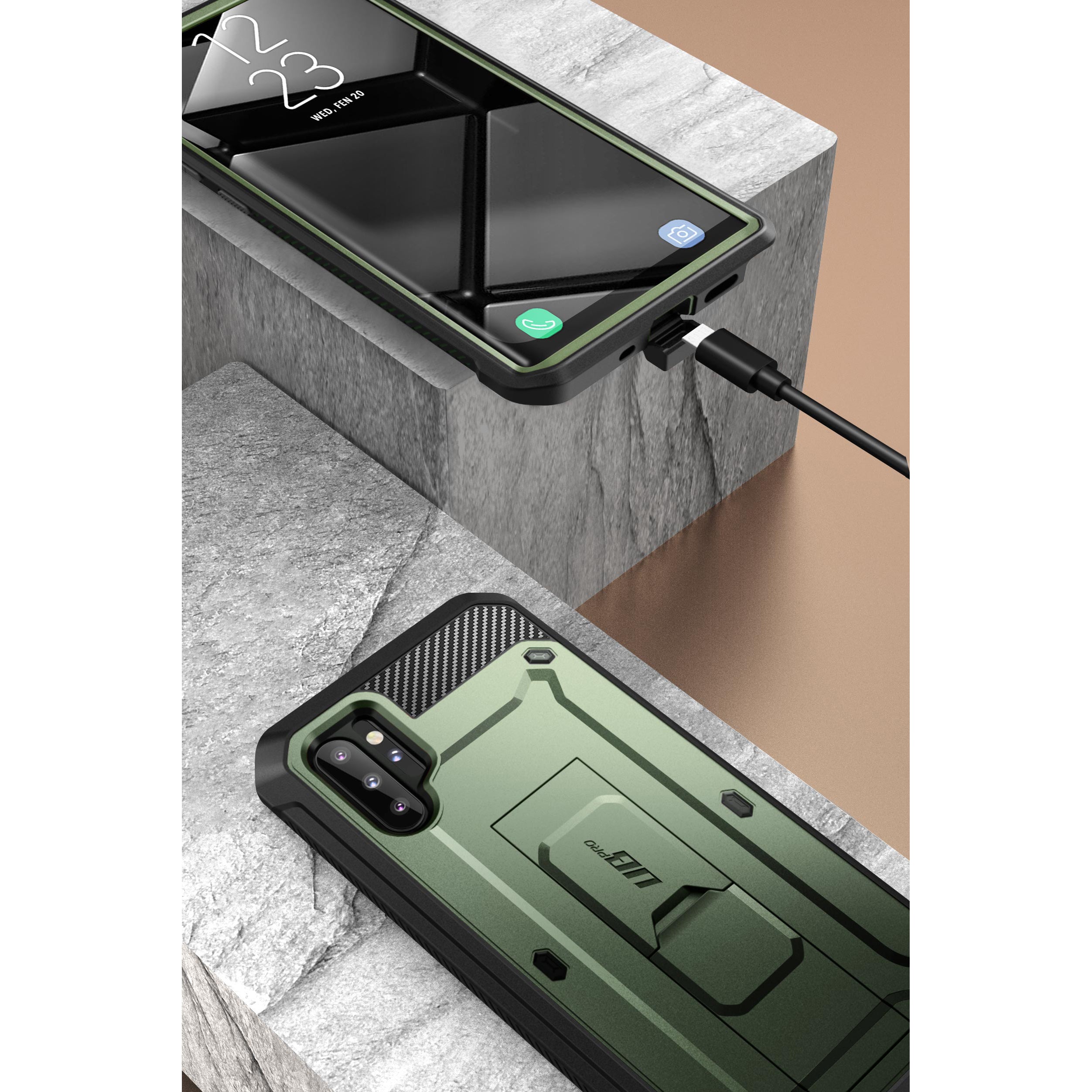 Samsung Galaxy Note10 Plus / Note10 Plus 5G Unicorn Beetle Pro Full-Body Rugged Protective Case - Dark Green | Shockproof & Drop Protection for Outdoor, Work & Travel