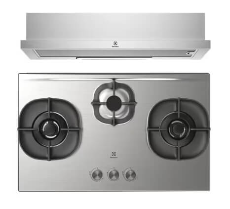 Electrolux ECP9541X 90cm Pull Out Extractor Hood & EHG8351SCP 82cm Built-In Gas Hob with 3 Cooking Zones - UltimateTaste Series for Modern Kitchen Ventilation and Cooking - Perfect for Home Chefs and Open-Plan Kitchens