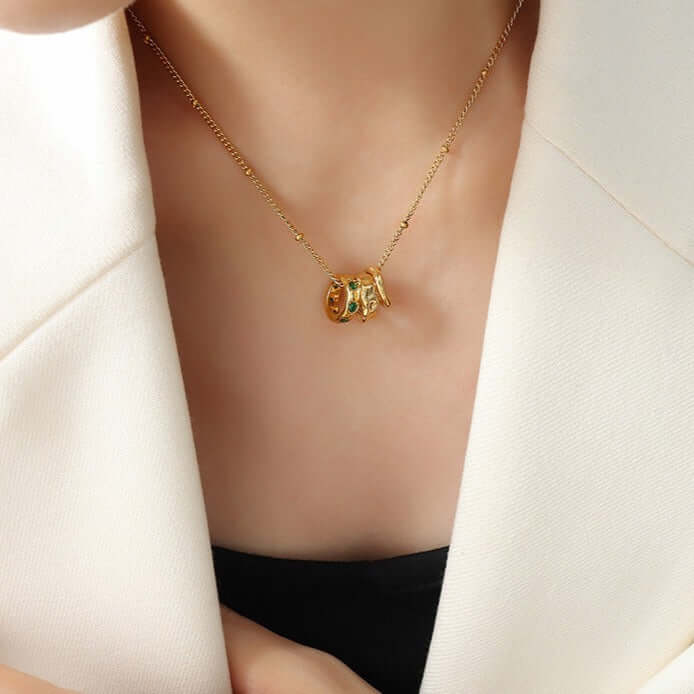 18K Gold Plated Connected Rings Charm Necklace for Women | Elegant Layering Jewelry Gift for Anniversary, Birthday & Valentine's Day | X1411