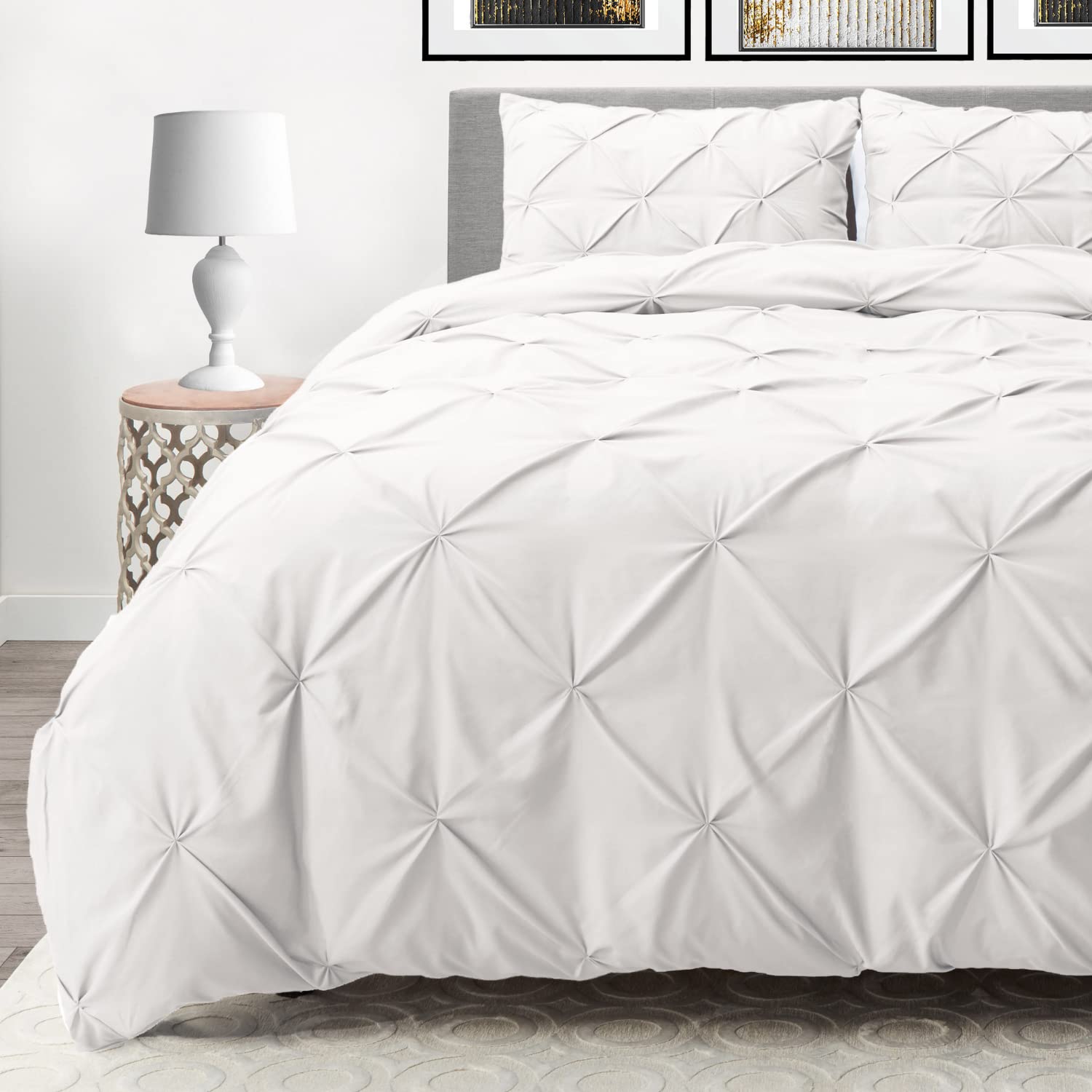 Nestl Twin Comforter Set - Pinch Pleat & Pintuck Design, Down Alternative Bedding Set for Twin/Twin XL Beds, Includes 1 Pillow Sham (2-Piece, White) - Perfect for Guest Rooms, Dorms & Cozy Bedrooms