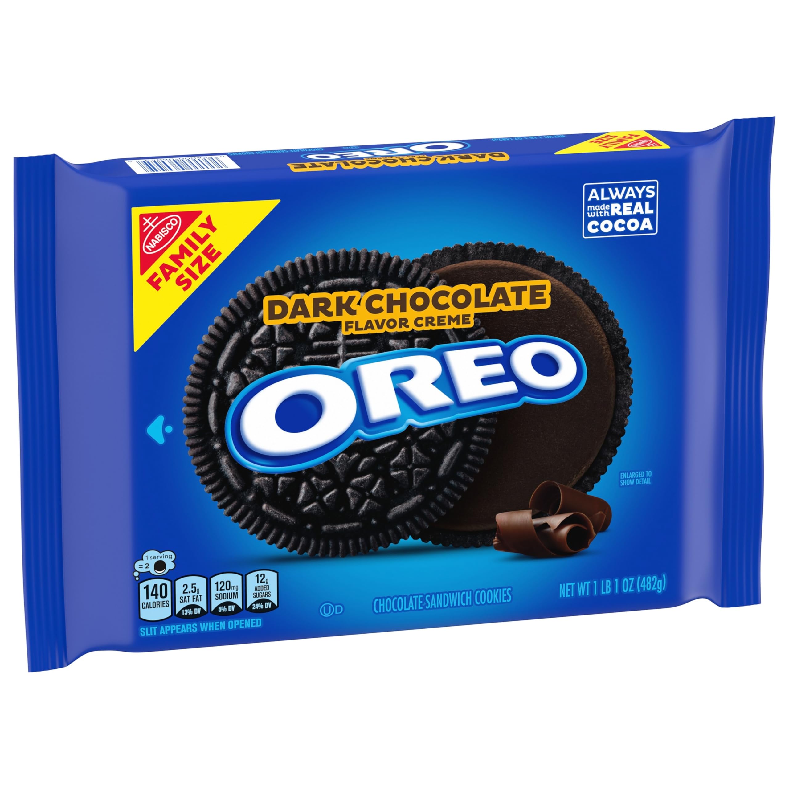 OREO Dark Chocolate Creme Sandwich Cookies - Family Size Pack (12-17 oz) | Rich Chocolate Snack for Parties, School Lunches & Office Treats