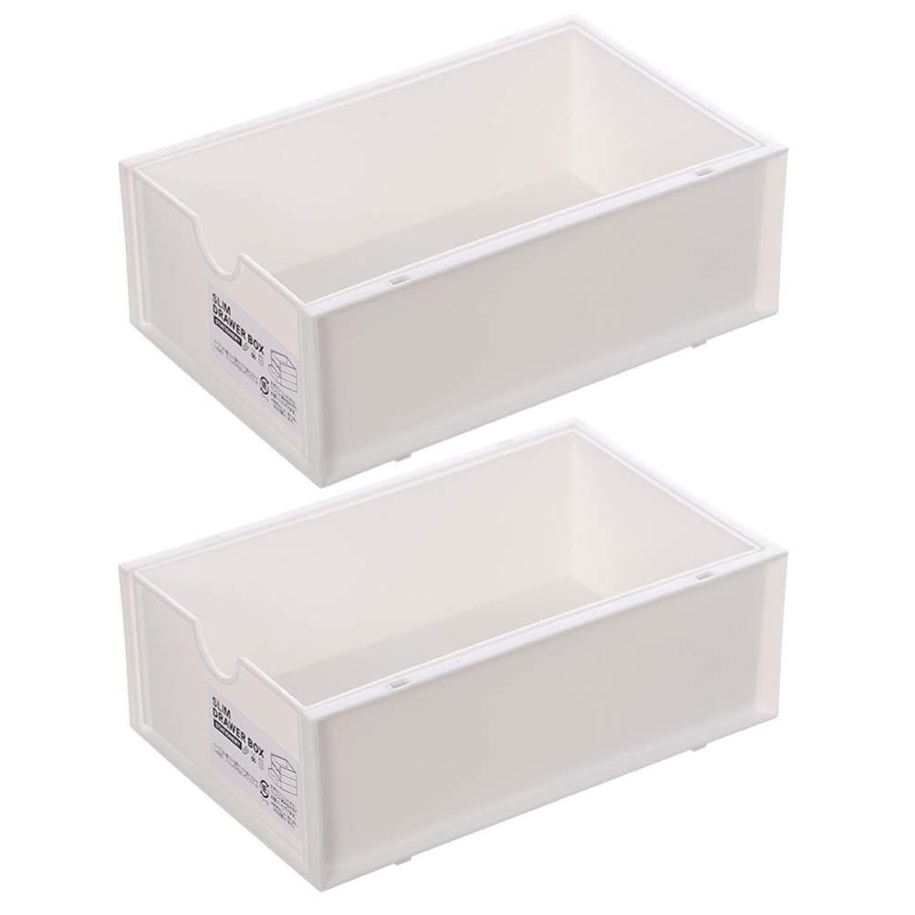 2-Pack Hemoton Stackable Plastic Storage Drawers - White Office Desk Organizer for Jewelry, Stationery & Small Items | Perfect for Home, Office & Craft Room Organization
