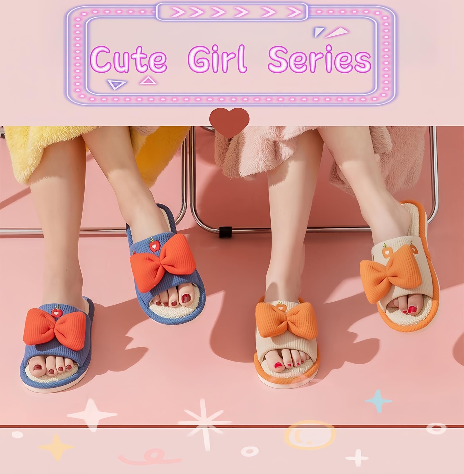 Comfortable Linen Slippers with Cute Bow & Non-Slip Thick Sole - Cozy Home Footwear for Women, Perfect for Indoor Relaxation and Lounging