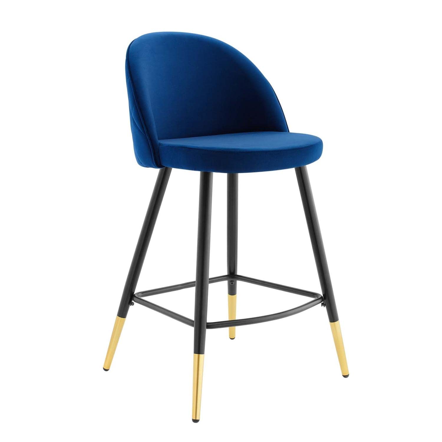 Modway Cordial Performance Velvet Dining Counter Stools Navy Blue - Set of 2 Bar Stools for Kitchen Island, Breakfast Nook & Home Decor