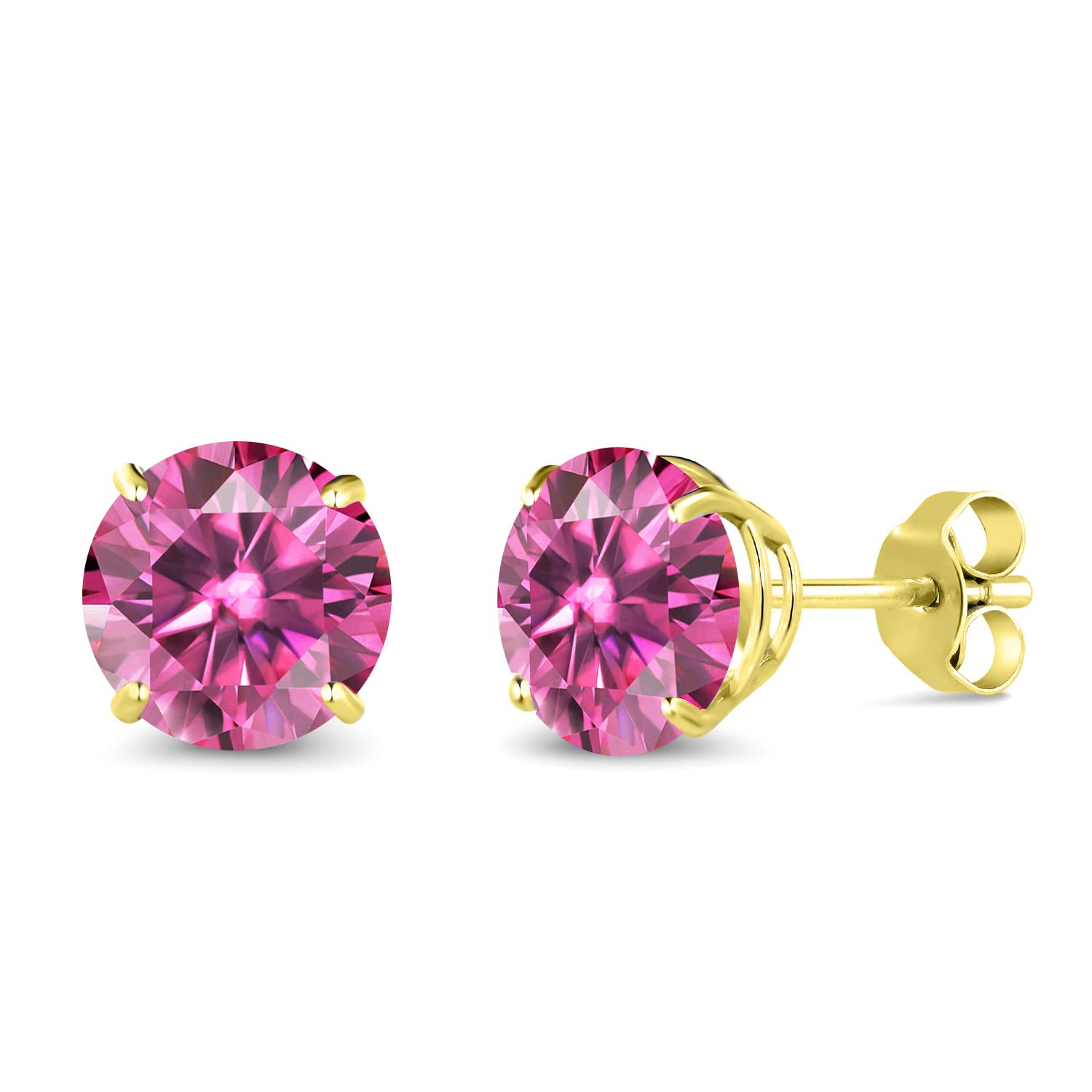 14K Yellow Gold 7MM Round Gemstone Birthstone Stud Earrings for Women & Men | Genuine Gem Stone King Jewelry | Perfect Gift for Anniversary, Birthday & Special Occasions