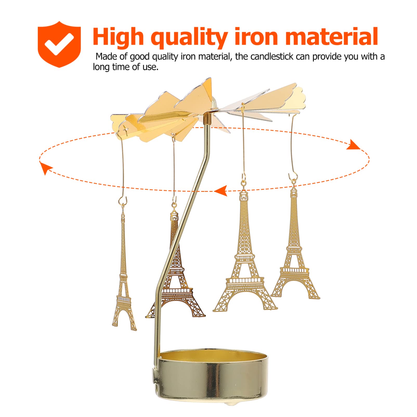 Rotating Metal Eiffel Tower Candle Holder - Spinning Tealight Stand for Christmas & Valentine's Day Decor | Romantic Home Décor, Wedding Centerpiece, Tabletop Display