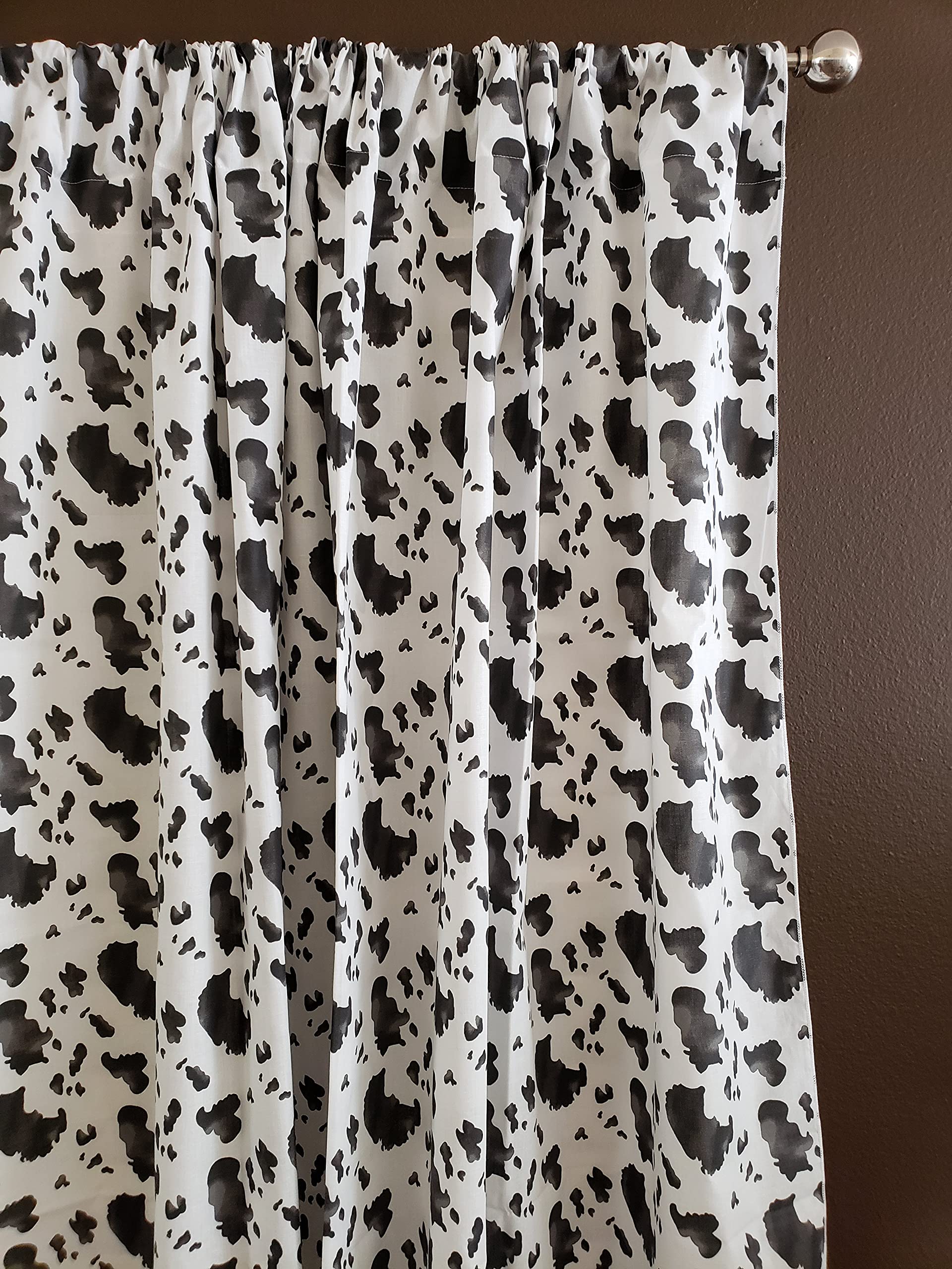Lovemyfabric Black and White Cow Print Cotton Curtain Panel - 58