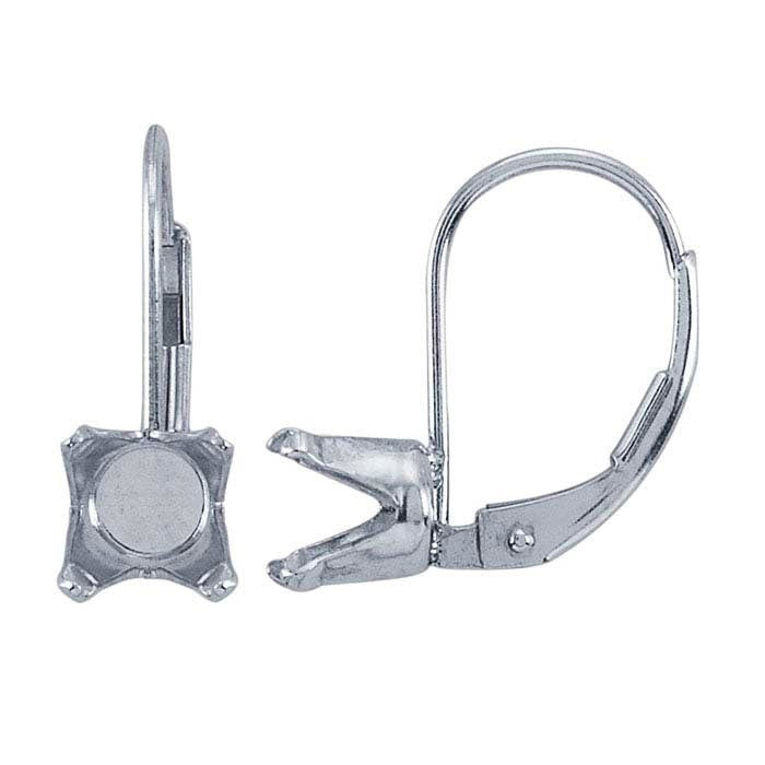 Sterling Silver Lever Back 6mm Round Pre Notched Ear Wire Mountings - Faceted Round Earring Blanks for Jewelry Making - Perfect for DIY Earrings, Crafting, and Gift Giving