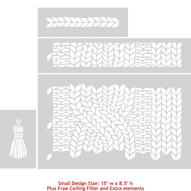 Chunky Cable Knit Furniture Stencil - DIY Home Decor Template for Wood, Fabric & Walls - Perfect for Farmhouse, Rustic & Boho Style Projects