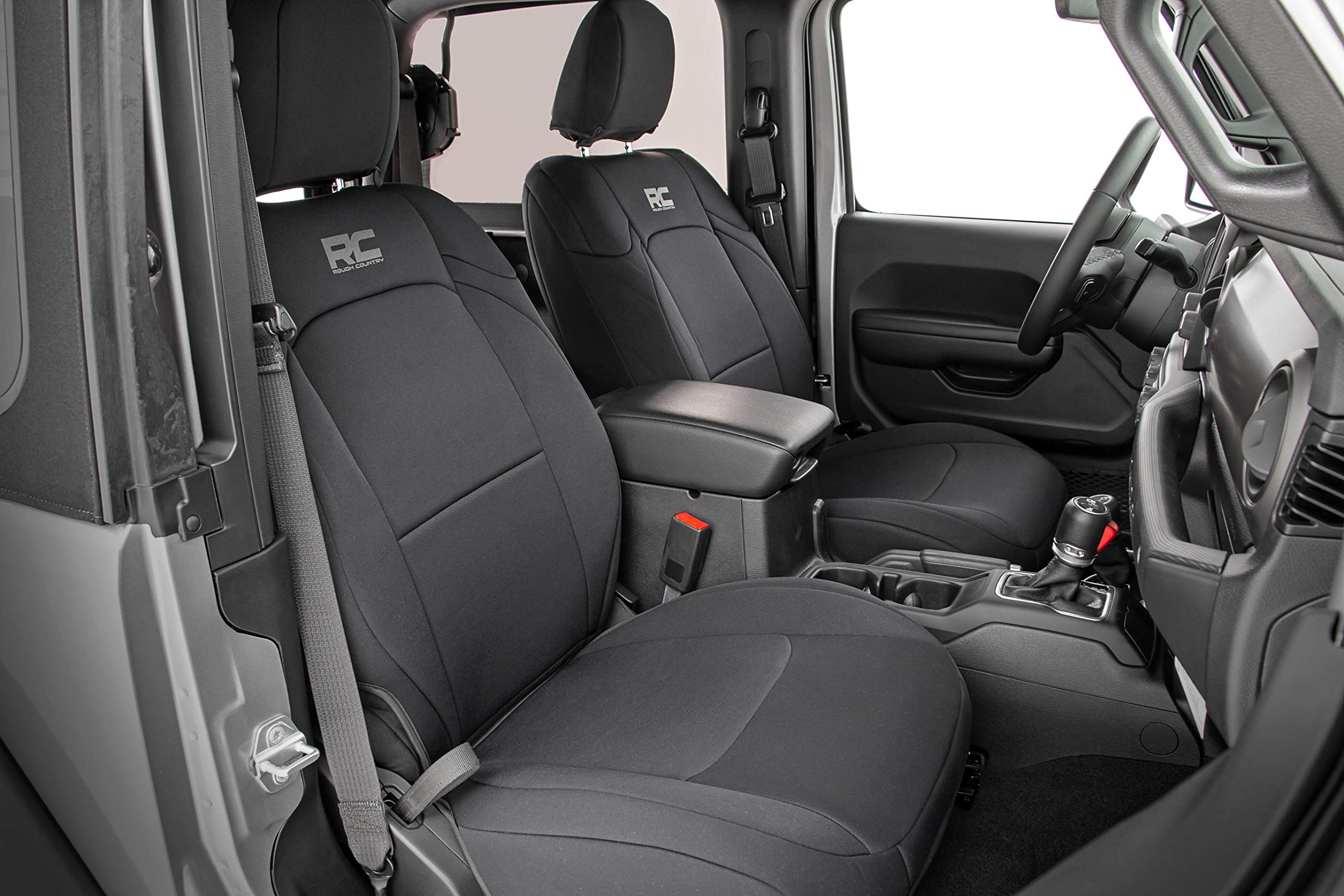Rough Country Neoprene Seat Covers for Jeep Wrangler YJ (1991-1995) - Waterproof & UV Resistant, Foam Padded Front & Rear Seat Cover Set - Perfect for Off-Roading, Camping & Outdoor Adventures