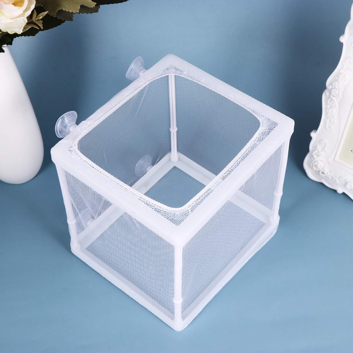 Balacoo S Fish Tank 2PCS Aquarium Breeding Box - Hatching Incubator with Water Separation Net, Floating Isolation Container for Fish Fry, Shrimp & Betta - Perfect for Aquarium Breeding, Nursery & Tank Separation (White, Size S)