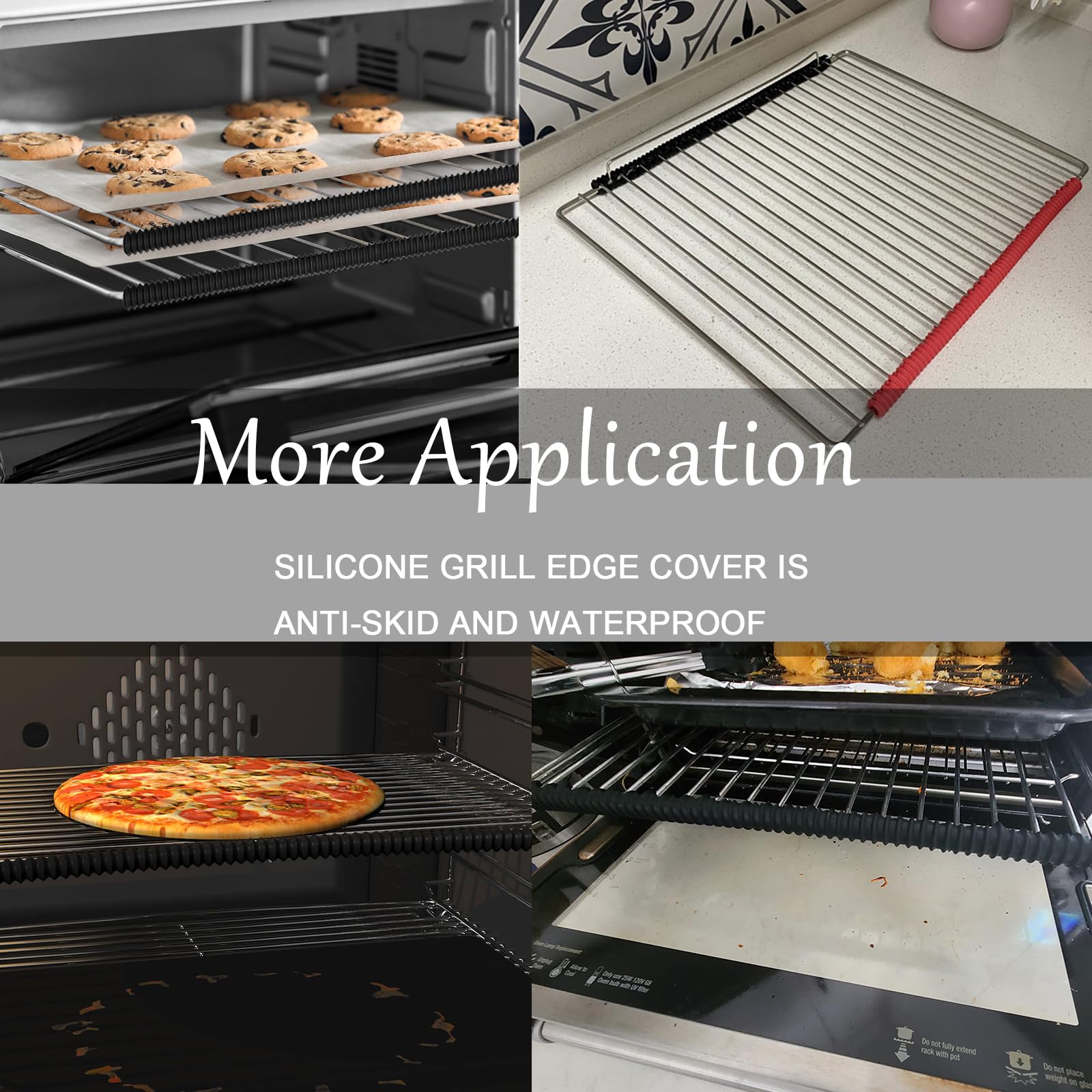 Extra Long 22 Inch Silicone Oven Rack Cover – Heat Resistant Oven Rack Guards & Edge Protector – BPA & PFOA Free – Fits All Standard Ovens – Prevents Burns & Scars – Black – Perfect for Baking, Roasting & Kitchen Safety