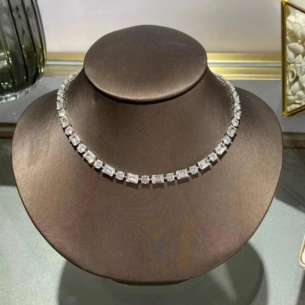 925 Sterling Silver Emerald Cut Moissanite Necklace for Women - Wedding, Party & Fine Jewelry - Elegant Gift for Her, Anniversary & Special Occasions