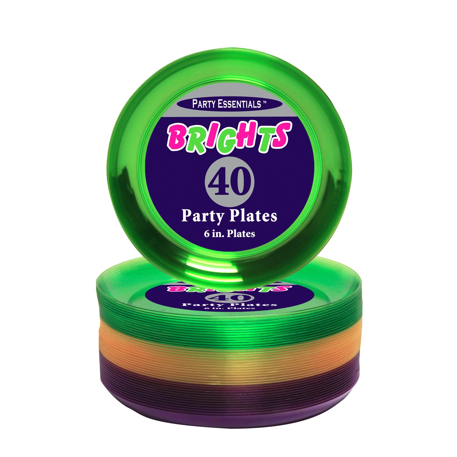 480-Pack 6-Inch Hard Plastic Party Plates for Mardi Gras, Birthday & Holiday Celebrations - Durable Disposable Dinnerware for Large Gatherings & Events