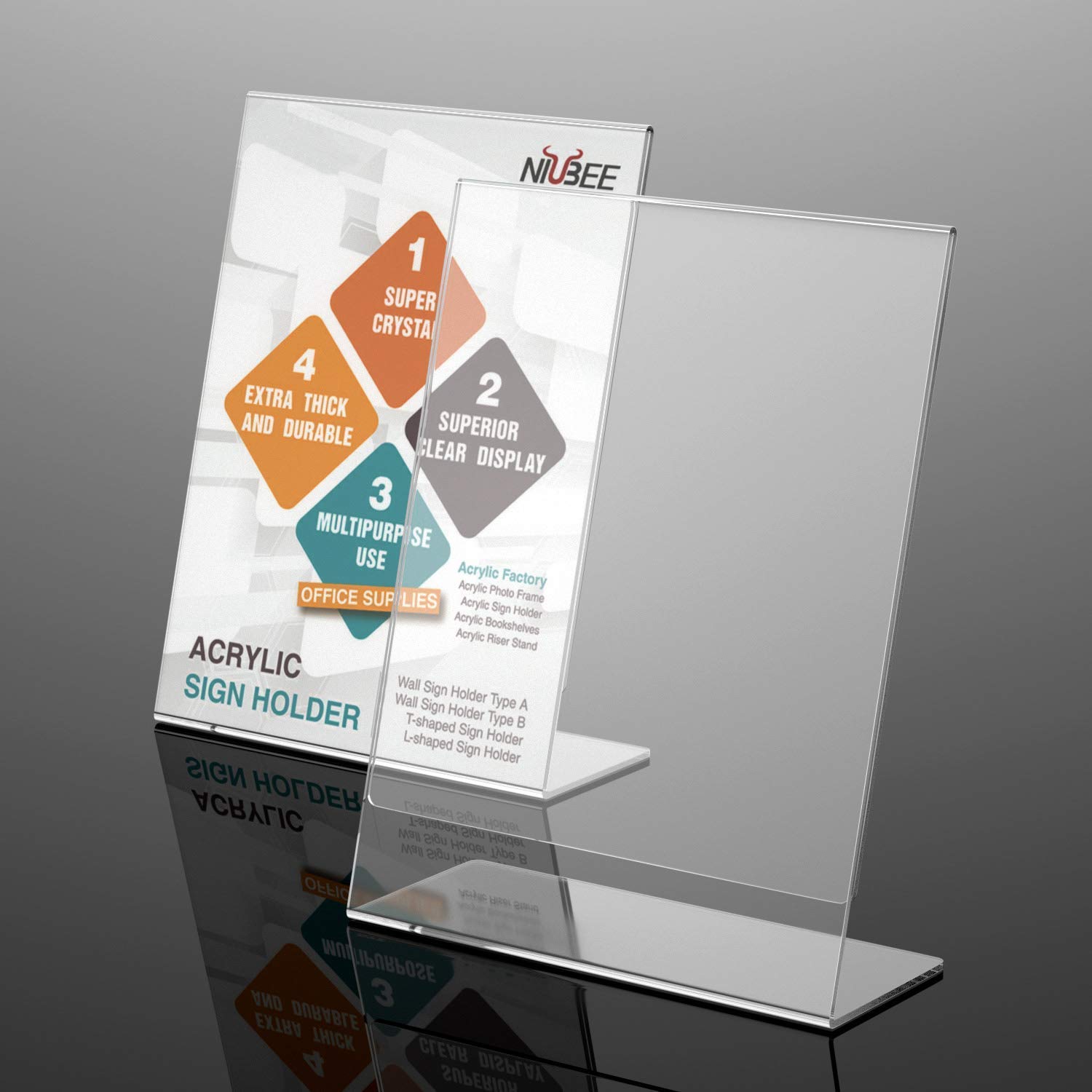 NIUBEE Acrylic Sign Holder Bundle - 6 Pack 5x7