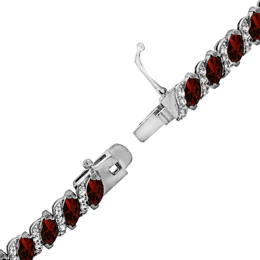 B. BRILLIANT Women's Birthstone Bracelet - Marquise Cut Genuine & Synthetic Gemstone Tennis Bracelet in Sterling Silver or Gold Flash with Gift Box | Perfect for Anniversaries, Birthdays & Special Occasions