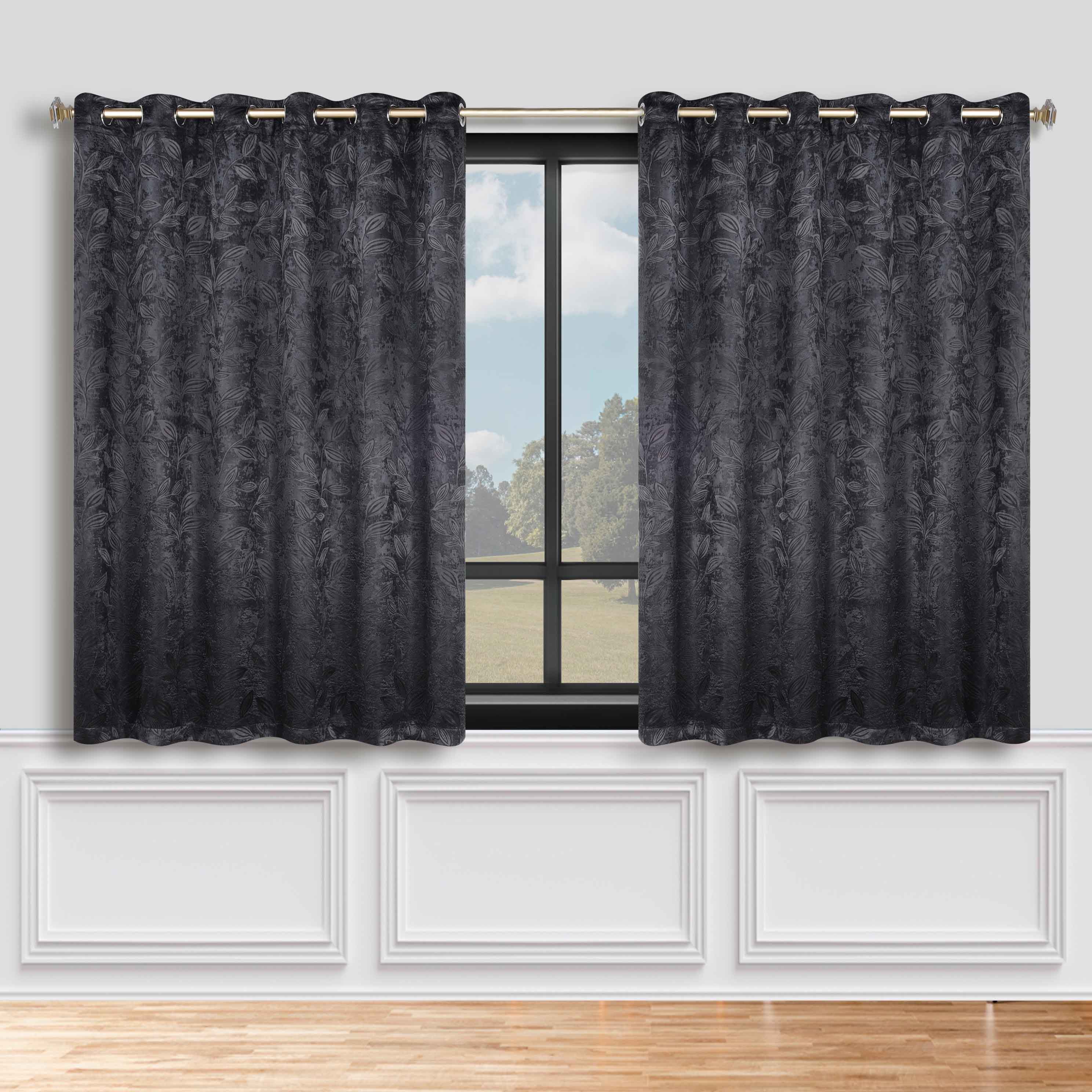 Leaves Grommet Blackout Curtains Set of 2 - Thermal Insulated Room Darkening Drapes for Bedroom & Living Room - Noise Reducing Window Treatment for Home Decor