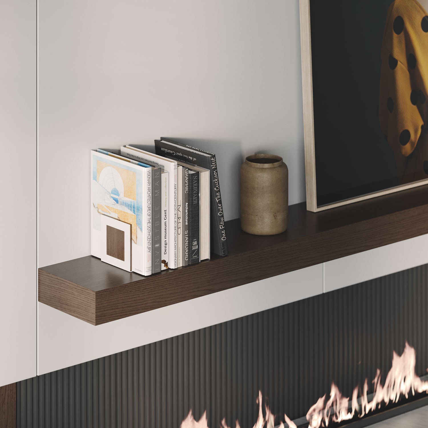 Premium Glenn Walnut Floating Mantel Shelf - Handcrafted Solid Wood Fireplace Mantel for Living Room, Bedroom & Home Decor - Easy Installation & Modern Design