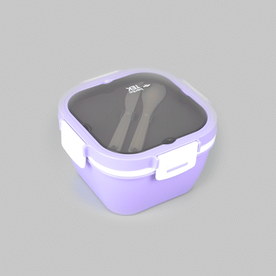 Bento Tek 58 oz Purple & White BPA-Free Lunch Box - Microwave Safe, Includes Fork & Knife (7.25