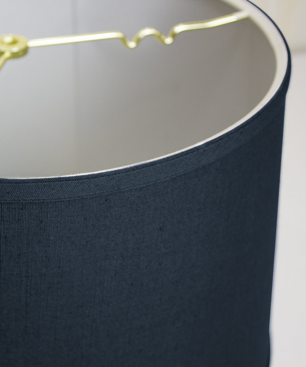 14x16x10 Shallow Drum Hardback Textured Slate Blue Lampshade with Brass Spider Fitter - Table & Desk Lamp Shade - Large Blue Lampshade for Living Room, Bedroom, Office Decor