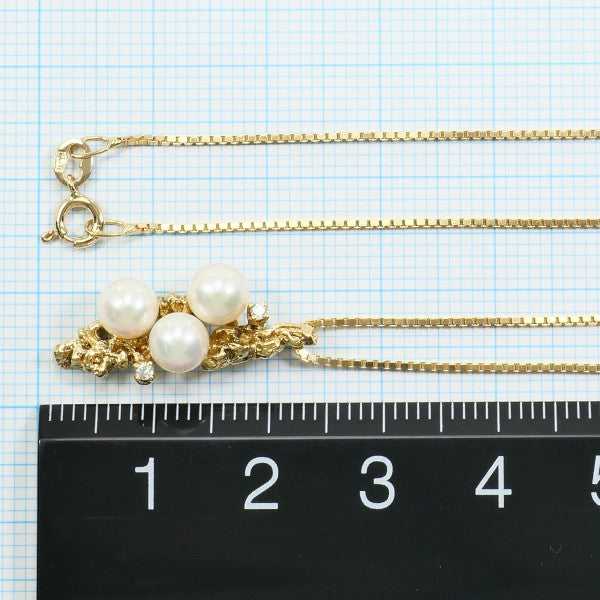 14K Yellow Gold Pearl and Diamond Pendant Necklace for Women - Elegant Bridal Jewelry, Anniversary Gift, Valentine's Day Present