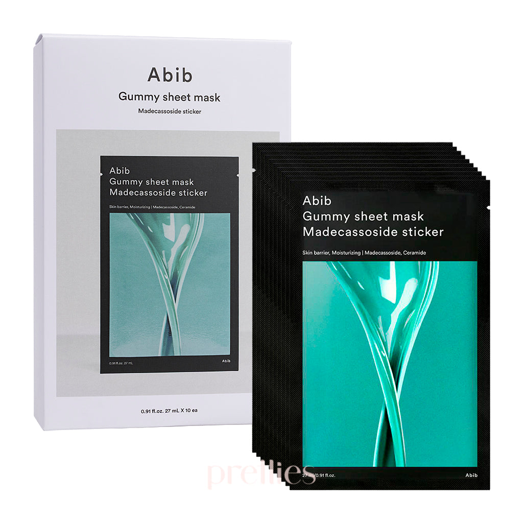 Abib Gummy Sheet Mask - Madecassoside Facial Mask (10 Sheet/Box) | Hydrating & Soothing for Dry & Sensitive Skin | Perfect for Night Routine & Self-Care Days