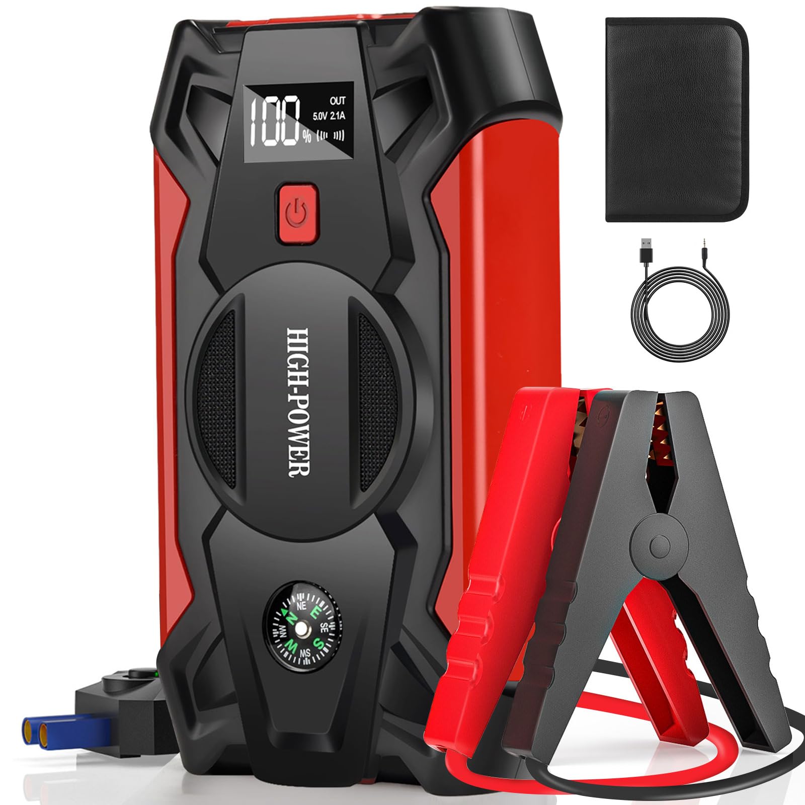 3000A Portable Car Jump Starter - 12V Battery Booster for Up to 8.5L Gas & 8.0L Diesel Engines with Power Bank, Smart Jumper Cables & 4-Mode Flashlight | Emergency Roadside Assistance, Camping, Power Outages
