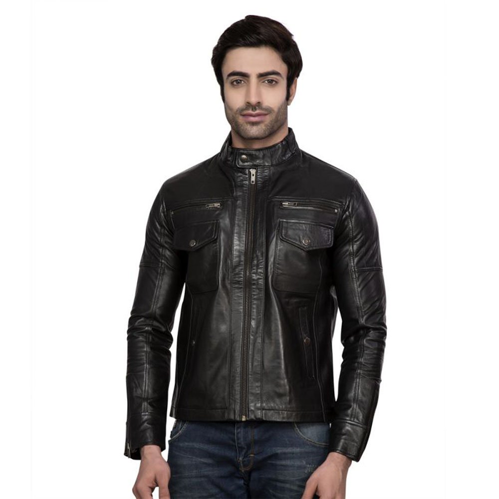 Men's Genuine Lambskin Leather Biker Jacket - Black, Stylish & Durable Motorcycle Jacket for Riding & Casual Wear