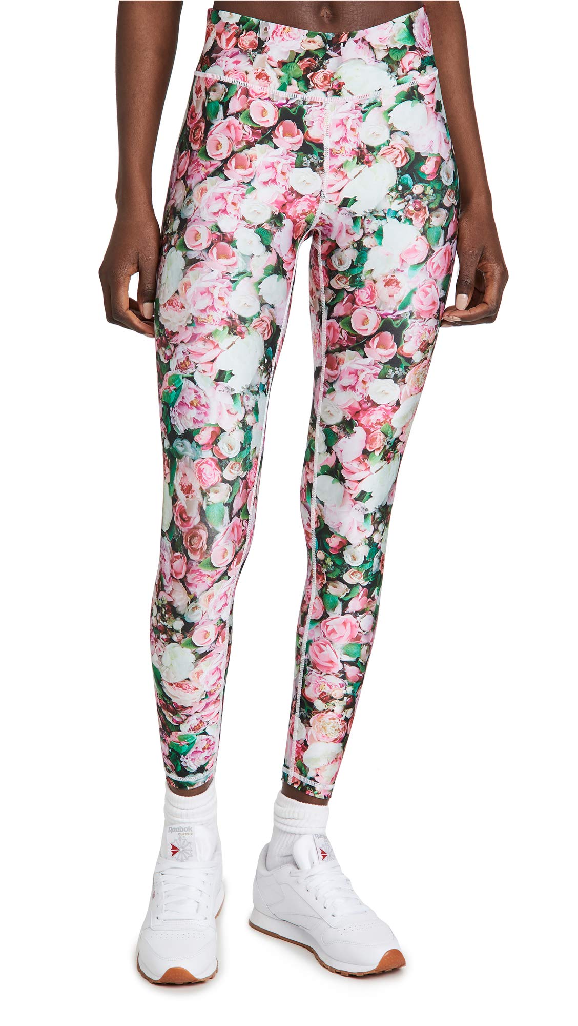 Terez Women's Floral High-Waist Yoga Leggings - Comfortable Stretchy Workout Pants for Running, Gym & Lounge