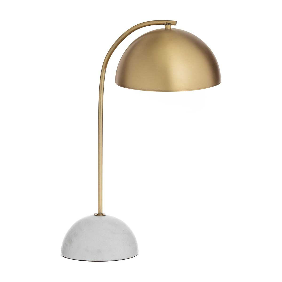 Atticus Brass & White Table Lamp - Modern Bedside Lighting for Bedroom, Living Room & Office - Dimmable LED Desk Lamp with USB Port