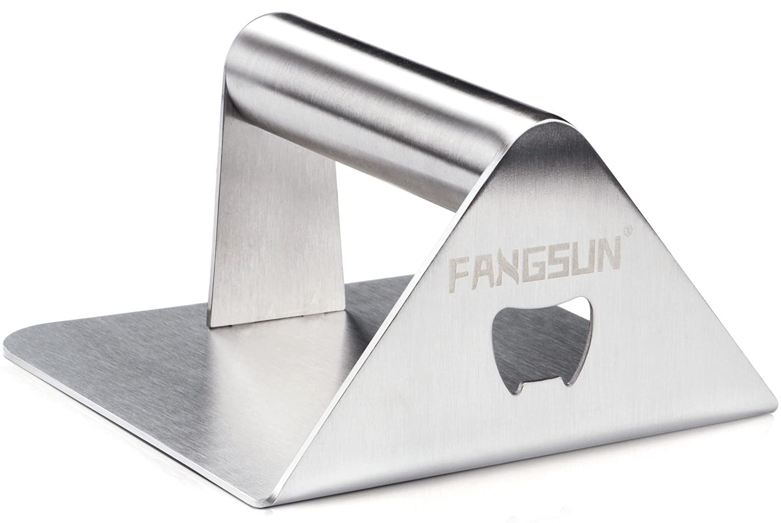 FANGSUN 5.5 Inch Stainless Steel Burger Press & Smasher - Heavy Duty Griddle Press for Flat Top Grill, Smashed Burger Maker with Bottle Opener - Perfect for BBQ, Backyard Grilling & Restaurant Cooking