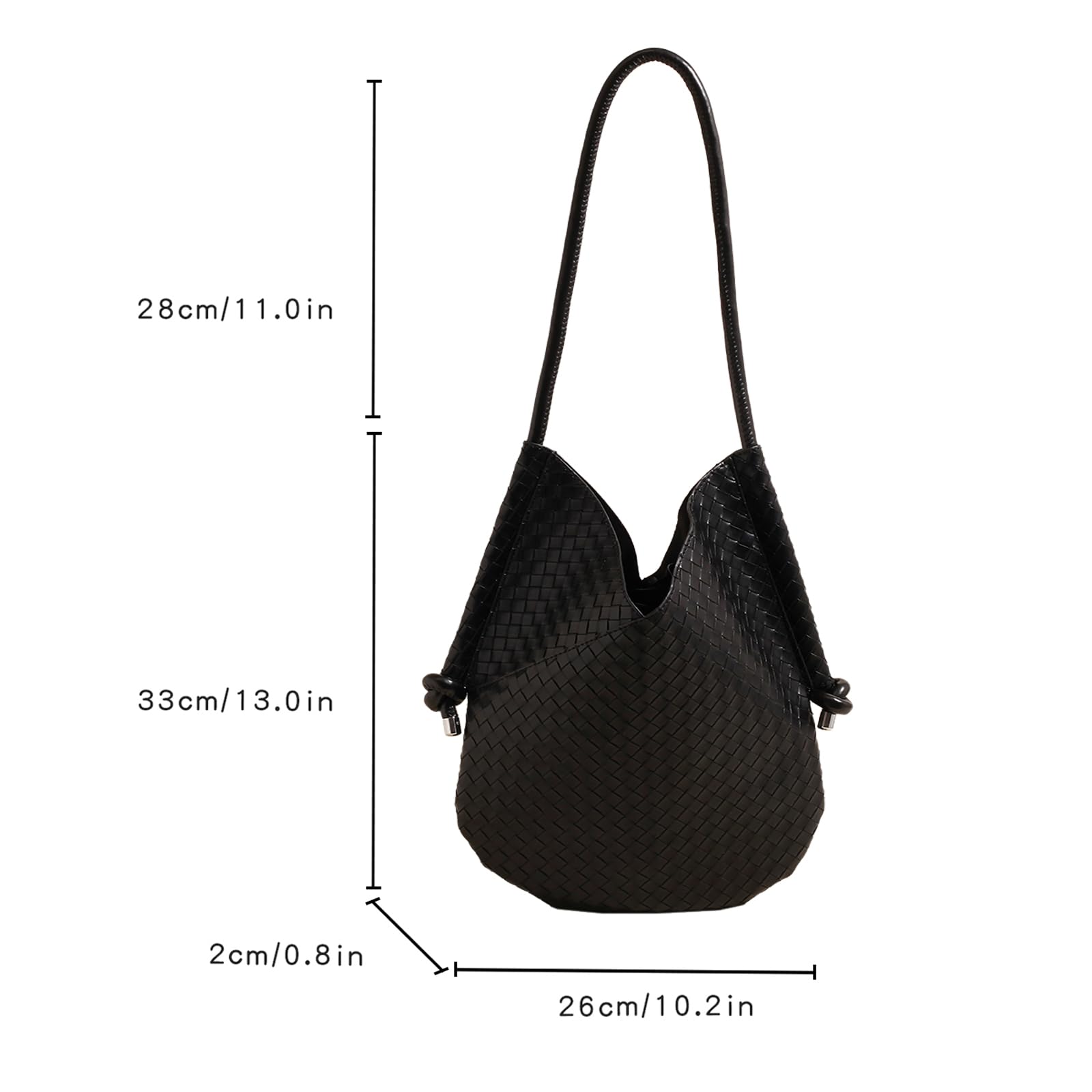 Women's Woven Leather Hobo Tote Bag - Large Capacity Shoulder Purse for Work, Travel & Daily Use (Black)