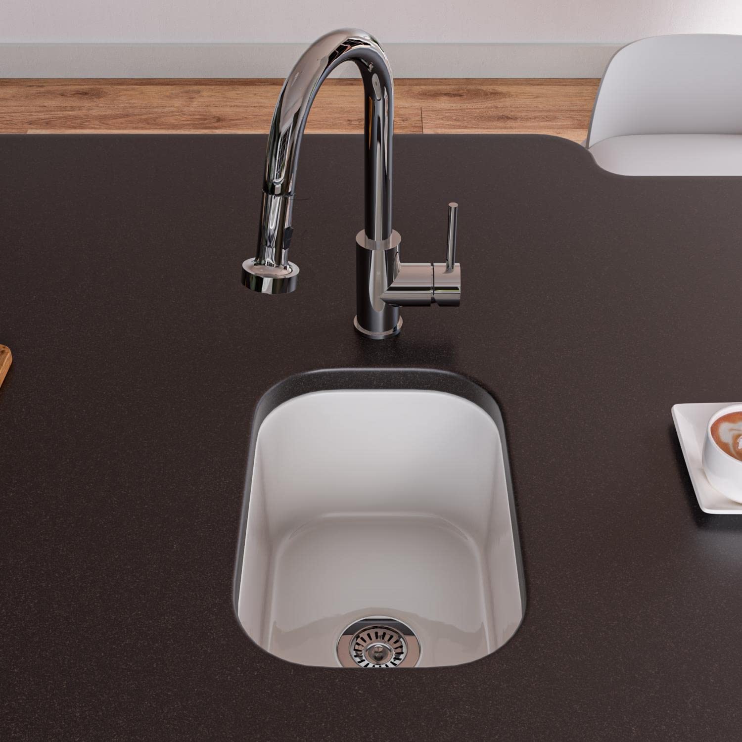 ALFI AB1218 Stainless Steel Kitchen Sink with Drainboard - White Undermount Sink for Modern Kitchens | Perfect for Home Renovation & Chef Cooking Spaces